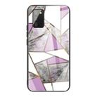 For Samsung Galaxy A02s (EU Version) Abstract Marble Pattern Glass Protective Case(Rhombus Gray Purple) - 1