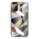 For Samsung Galaxy A02s (EU Version) Abstract Marble Pattern Glass Protective Case(Rhombus Golden) - 1
