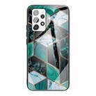 For Samsung Galaxy A32 4G (EU Version) Abstract Marble Pattern Glass Protective Case(Rhombus Dark Green) - 1