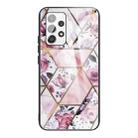 For Samsung Galaxy A32 4G (EU Version) Abstract Marble Pattern Glass Protective Case(Rhombus Rose) - 1