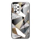 For Samsung Galaxy A32 5G Abstract Marble Pattern Glass Protective Case(Rhombus Golden) - 1