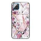 For Samsung Galaxy A42 5G Abstract Marble Pattern Glass Protective Case(Rhombus Rose) - 1