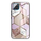 For Samsung Galaxy A42 5G Abstract Marble Pattern Glass Protective Case(Rhombus Orange Purple) - 1