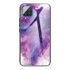 For Samsung Galaxy A42 5G Abstract Marble Pattern Glass Protective Case(Abstract Purple) - 1