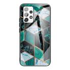 For Samsung Galaxy A52 5G / 4G Abstract Marble Pattern Glass Protective Case(Rhombus Dark Green) - 1