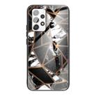 For Samsung Galaxy A52 5G / 4G Abstract Marble Pattern Glass Protective Case(Rhombus Black) - 1