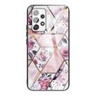 For Samsung Galaxy A72 5G / 4G Abstract Marble Pattern Glass Protective Case(Rhombus Rose) - 1