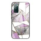 For Samsung Galaxy S20 FE Abstract Marble Pattern Glass Protective Case(Rhombus Gray Purple) - 1