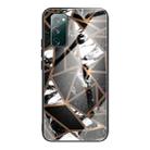 For Samsung Galaxy S20 FE Abstract Marble Pattern Glass Protective Case(Rhombus Black) - 1