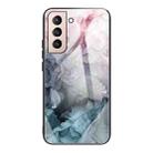 For Samsung Galaxy S21 5G Abstract Marble Pattern Glass Protective Case(Abstract Light Pink) - 1