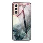 For Samsung Galaxy S21 5G Abstract Marble Pattern Glass Protective Case(Abstract Black) - 1