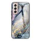 For Samsung Galaxy S21 5G Abstract Marble Pattern Glass Protective Case(Abstract Gold) - 1