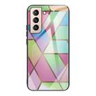 For Samsung Galaxy S21+ 5G Abstract Marble Pattern Glass Protective Case(Rhombus Gradient) - 1