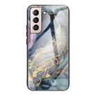 For Samsung Galaxy S21+ 5G Abstract Marble Pattern Glass Protective Case(Abstract Gold) - 1