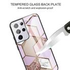 For Samsung Galaxy S21 Ultra 5G Abstract Marble Pattern Glass Protective Case(Rhombus Orange Purple) - 3