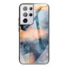 For Samsung Galaxy S21 Ultra 5G Abstract Marble Pattern Glass Protective Case(Abstract Blue) - 1