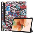 For Samsung Galaxy Tab S7 Lite Colored Drawing Horizontal Flip TPU + PU Leather Case with Three-folding Holder & Sleep / Wake-up Function & Pen Slot(Graffiti) - 1