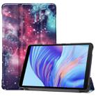 For Huawei Honor X7 / MatePad T8 Custer Painted TPU Smart Tablet Leather Case with Tri-Fold Bracket & Pen Slot(Galaxy Nebula) - 1