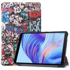 For Huawei Honor X7 / MatePad T8 Custer Painted TPU Smart Tablet Leather Case with Tri-Fold Bracket & Pen Slot(Graffiti) - 1