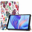 For Huawei Honor X7 / MatePad T8 Custer Painted TPU Smart Tablet Leather Case with Tri-Fold Bracket & Pen Slot(Color Butterfly) - 1
