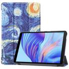 For Huawei Honor X7 / MatePad T8 Custer Painted TPU Smart Tablet Leather Case with Tri-Fold Bracket & Pen Slot(Starry Sky) - 1