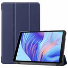 For Huawei Honor X7 / MatePad T8 Custer Painted TPU Smart Tablet Leather Case with Tri-Fold Bracket(Dark Blue) - 1