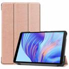 For Huawei Honor X7 / MatePad T8 Custer Painted TPU Smart Tablet Leather Case with Tri-Fold Bracket(Rose Gold) - 1