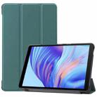 For Huawei Honor X7 / MatePad T8 Custer Painted TPU Smart Tablet Leather Case with Tri-Fold Bracket(Dark Green) - 1