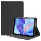 For Huawei Honor X7 / MatePad T8 Fabric Texture Horizontal Flip TPU Leather Case with Holder(Black) - 1