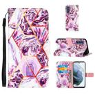For Samsung Galaxy S21 FE Marble Stitching Horizontal Flip PU Leather Case with Holder & Card Slots & Wallet & Lanyard(Purple) - 1