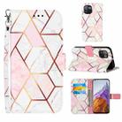 For Xiaomi Mi 11 Pro Marble Stitching Horizontal Flip PU Leather Case with Holder & Card Slots & Wallet & Lanyard(Pink White) - 1