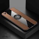 For OPPO A3 XINLI Stitching Cloth Textue Shockproof TPU Protective Case with Ring Holder(Brown) - 1