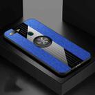 For OPPO A7 XINLI Stitching Cloth Textue Shockproof TPU Protective Case with Ring Holder(Blue) - 1