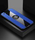 For OPPO A83 XINLI Stitching Cloth Textue Shockproof TPU Protective Case with Ring Holder(Blue) - 1