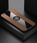 For OPPO R9S Plus XINLI Stitching Cloth Textue Shockproof TPU Protective Case with Ring Holder(Brown) - 1