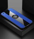 For OPPO R9S Plus XINLI Stitching Cloth Textue Shockproof TPU Protective Case with Ring Holder(Blue) - 1