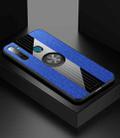 For OPPO Realme Q XINLI Stitching Cloth Textue Shockproof TPU Protective Case with Ring Holder(Blue) - 1