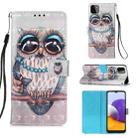 For Samsung Galaxy A22 5G (US) 3D Painting Horizontal Flip Leather Case with Holder & Card Slot & Wallet & Lanyard(Owl) - 1