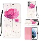 For Samsung Samsung Galaxy S21 FE 3D Painting Horizontal Flip Leather Case with Holder & Card Slot & Wallet & Lanyard(Flower) - 1