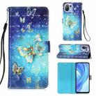 For Xiaomi Mi 11 Lite 3D Painting Horizontal Flip Leather Case with Holder & Card Slot & Wallet & Lanyard(Gold Butterfy) - 1