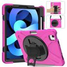 Shockproof Colorful Silicone + PC Protective Case with Holder & Shoulder Strap & Hand Strap For iPad Pro 11 2022 / 2021 / 2020 / 2018 /  Air 4 2020 (Rose Red) - 1