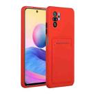 For Xiaomi Redmi Note 10 Card Slot Design Shockproof TPU Protective Case(Red) - 1