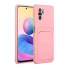 For Xiaomi Redmi Note 10 Pro Card Slot Design Shockproof TPU Protective Case(Pink) - 1