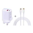 E087 20W USB-C / Type-C + USB Ports Charger with 100W Type-C to 8 Pin Fast Charging Cable 1m, UK Plug - 1