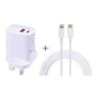 E087 20W USB-C / Type-C + USB Ports Charger with 100W Type-C to 8 Pin Fast Charging Cable 2m, UK Plug - 1