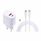 T087 20W USB-C / Type-C + USB Ports Charger with 100W Type-C to 8 Pin Fast Charging Cable 2m, EU Plug - 1