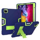Contrast Color Robot Shockproof Silicone + PC Protective Case with Holder & Pen Slot For iPad Pro 12.9 (2018) / (2020)(Navy Blue + Yellow Green) - 1