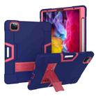 Contrast Color Robot Shockproof Silicone + PC Protective Case with Holder & Pen Slot For iPad Pro 12.9 (2018) / (2020)(Navy Blue + Rose Red) - 1