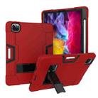 Contrast Color Robot Shockproof Silicone + PC Protective Case with Holder & Pen Slot For iPad Pro 12.9 (2018) / (2020)(Red + Black) - 1