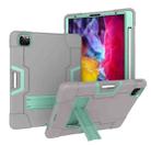 Contrast Color Robot Shockproof Silicone + PC Protective Case with Holder & Pen Slot For iPad Pro 12.9 (2018) / (2020)(Grey + Mint Green) - 1